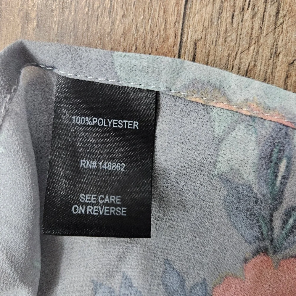Torrid Womens Grey Floral‎ Chiffon Kimono Cardigan Open Front Wrap Size 1X/2X